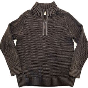 Carbon 2 Cobalt Mens Large 100% Cotton 1/4 Zip Mock Neck Sweater Gray